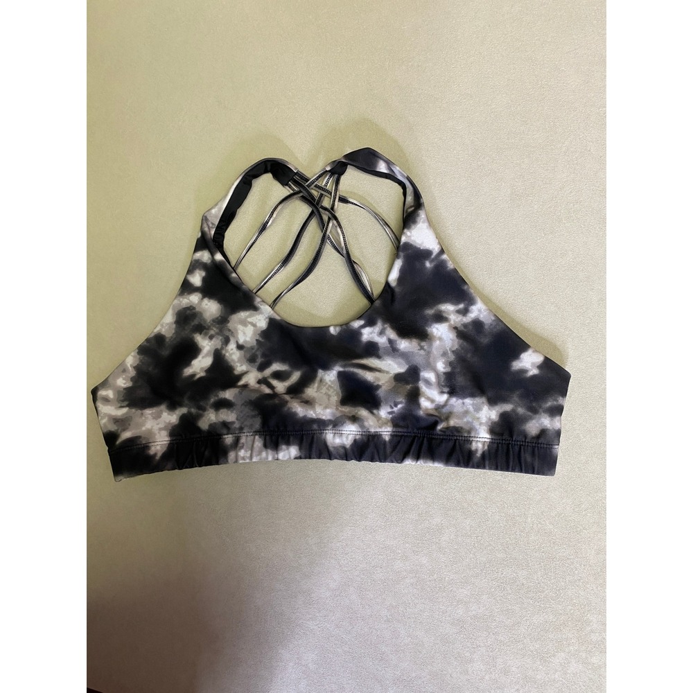 Mossimo Supply Co Womens XXL Tie Dye Strappy Cage Back Sports Bra Black White